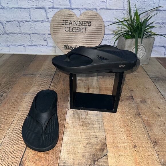 OOFOS ORIGINAL SANDAL (UNISEX) - BLACK M 7 W 9 - Picture 3 of 8